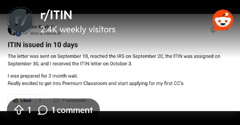 From the ITIN community on Reddit: ITIN issued in 10 days ( not mine )