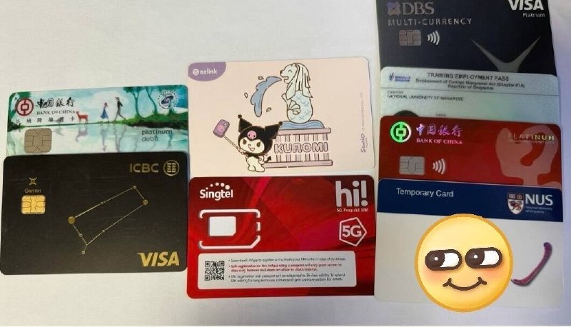 NUS访学拿到的全部卡拿到卡的顺序是从左到右，从下到上